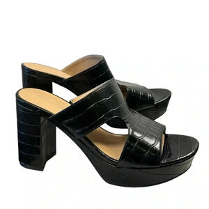 Şun and Stone Dariaa Womens Faux Leather Cut-Out Mule Sandals size 10 black